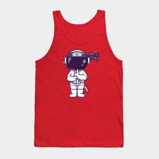 Cute Astronaut Ninja Standing Cartoon Tank Top